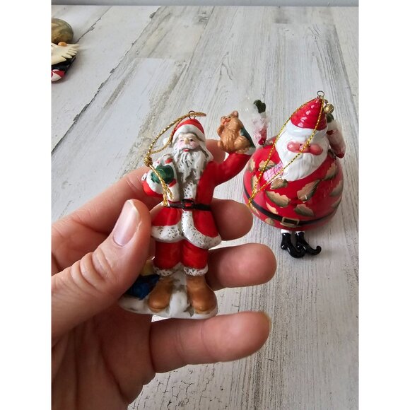 Jointed porcelain Santa Bell ornament Xmas tree set bigger jolly - Picture 6 of 11